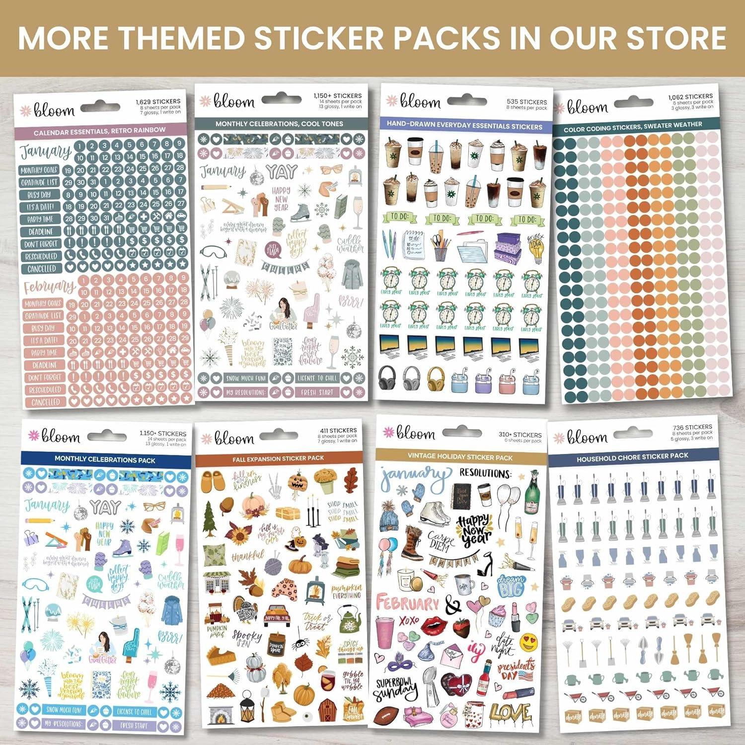 image:imagebloom daily planners Seasonal Bucket List Planner Stickers Spring Summer Fall Winter Activity Goals for Adults 8 Sheets 275 Illustrations Adventure Icons for Planning or ScrapbookingSeasonal Bucket Lists