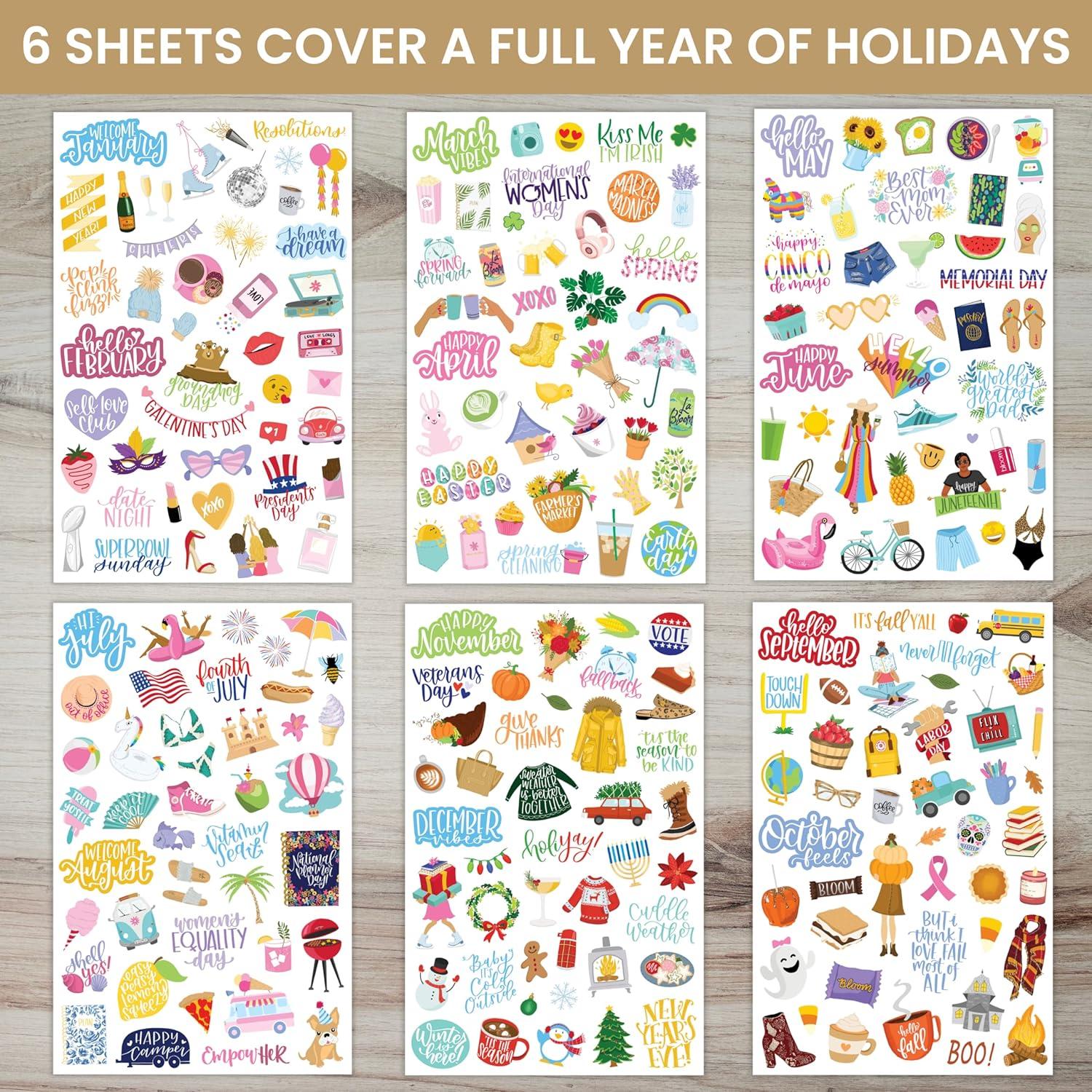 image:imagebloom daily planners Seasonal Bucket List Planner Stickers Spring Summer Fall Winter Activity Goals for Adults 8 Sheets 275 Illustrations Adventure Icons for Planning or ScrapbookingNew Holiday Sticker Pack