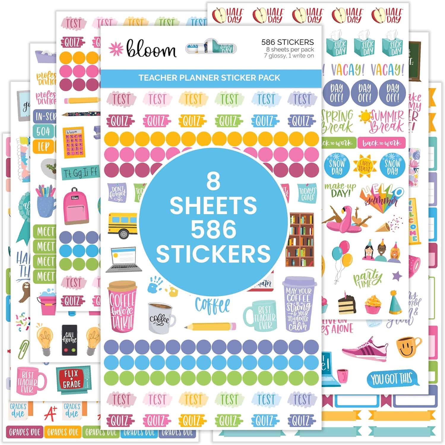 image:imagebloom daily planners Teacher Planner amp Sticker Pack Bundle Undated Academic Planner amp Organizer School Themed Sticker Pack Planning Set for Educators Homeschool