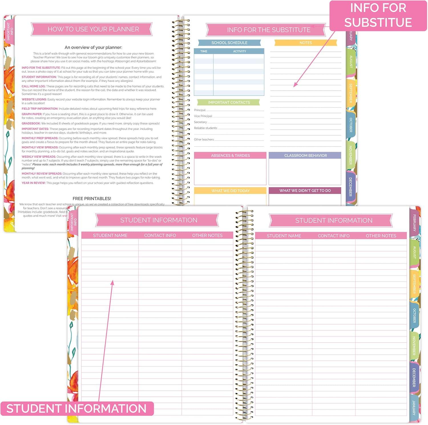image:imagebloom daily planners Teacher Planner amp Sticker Pack Bundle Undated Academic Planner amp Organizer School Themed Sticker Pack Planning Set for Educators Homeschool