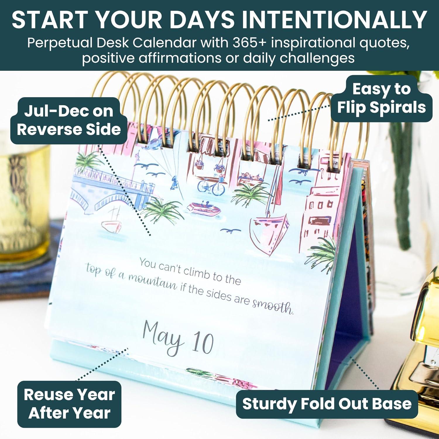 image:imagebloom daily planners Undated Perpetual Desk EaselInspirational Standing Flip Calendar 525 x 55 The Best is Yet to ComeThe Best is Yet to Come