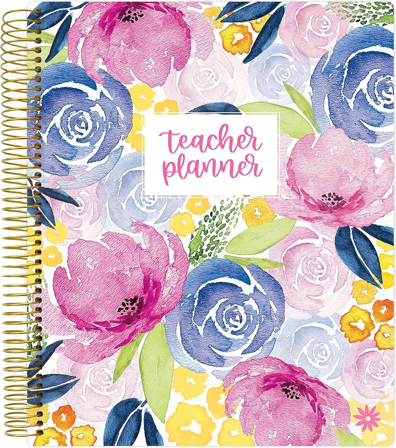 image:imagebloom daily planners Watercolor Floral Teacher Planner amp Sticker Pack Bundle Undated Academic Planner amp Organizer School Themed Sticker Pack Planning Set for Educators Homeschool