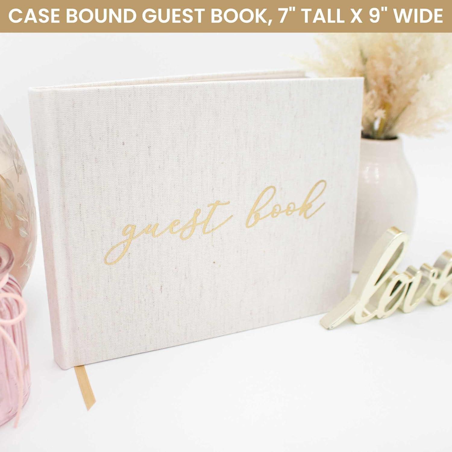 image:imagebloom daily planners Wedding Guest Book Elegant Hardcover Polaroid Guestbook for Receptions Baby Showers amp Special Events 7 x 9 120 Blank Lined Pages for Signin and Photos LinenLinen