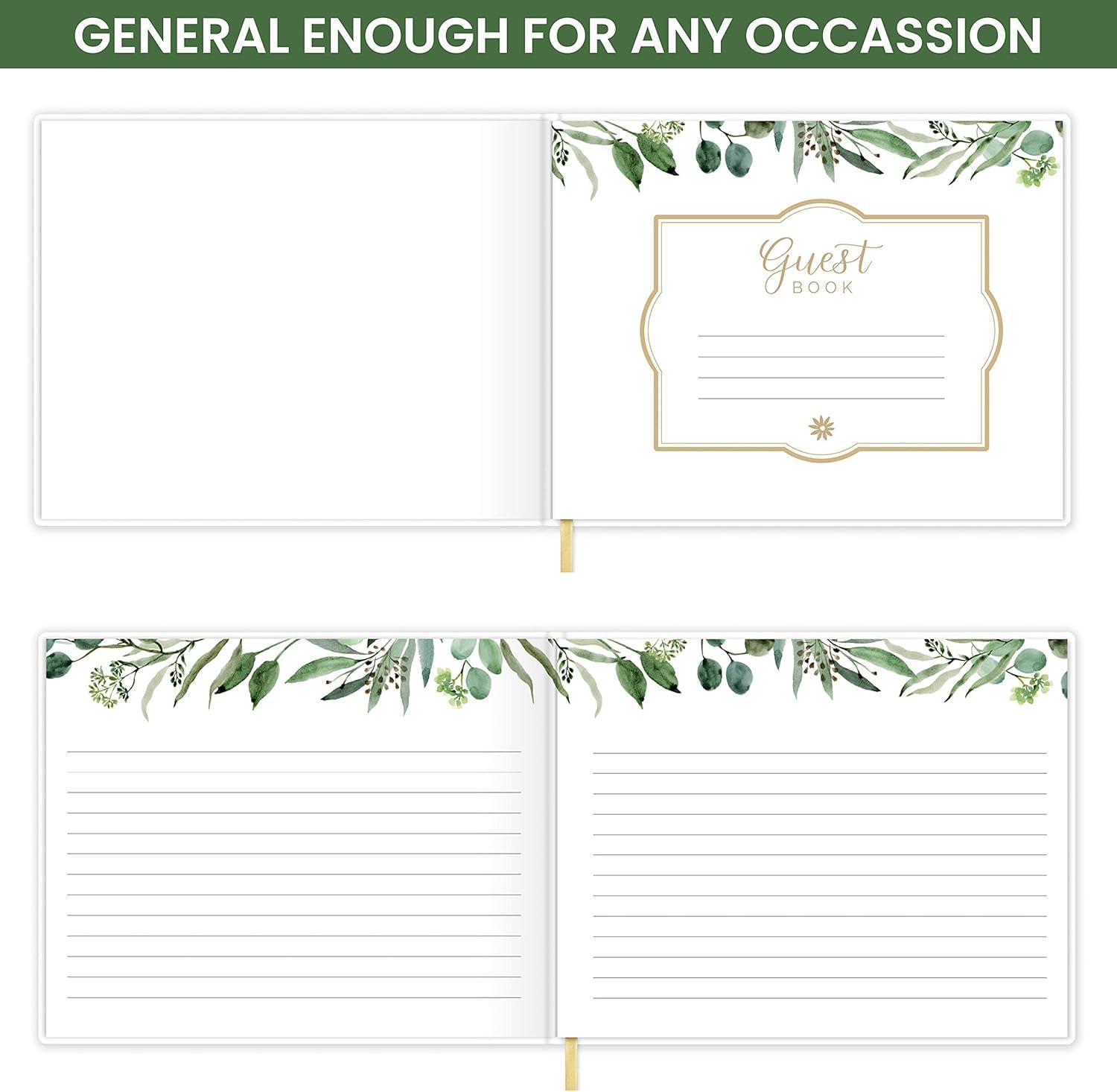 image:imagebloom daily planners Wedding Guest Book Elegant Hardcover Polaroid Guestbook for Receptions Baby Showers amp Special Events 7 x 9 120 Blank Lined Pages for Signin and Photos LinenEucalyptus