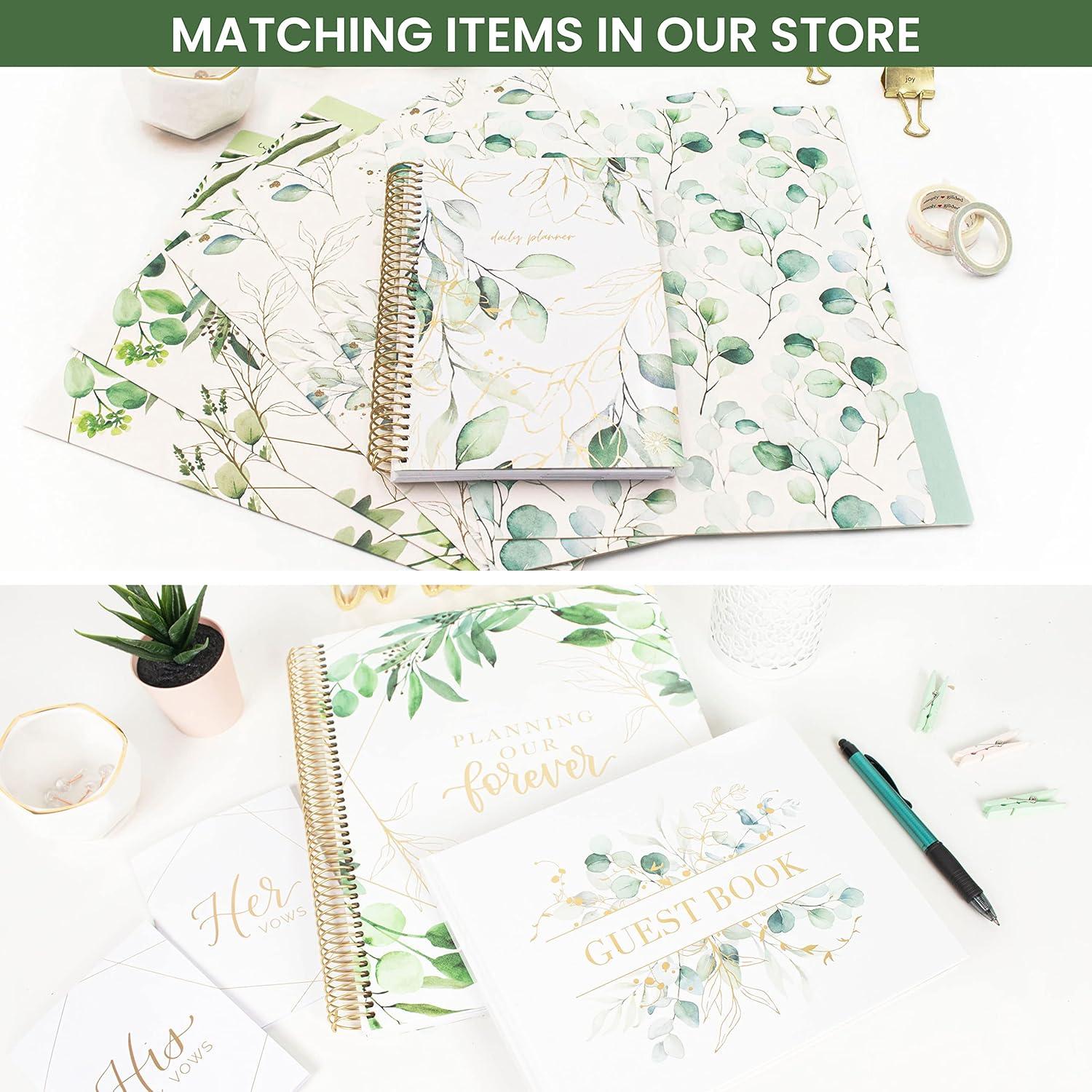 image:imagebloom daily planners Wedding Guest Book Elegant Hardcover Polaroid Guestbook for Receptions Baby Showers amp Special Events 7 x 9 120 Blank Lined Pages for Signin and Photos LinenEucalyptus