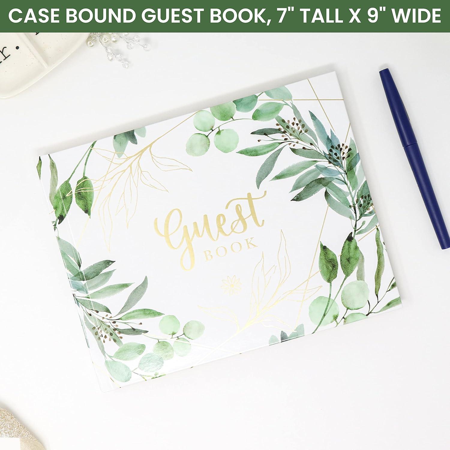 image:imagebloom daily planners Wedding Guest Book Elegant Hardcover Polaroid Guestbook for Receptions Baby Showers amp Special Events 7 x 9 120 Blank Lined Pages for Signin and Photos LinenEucalyptus