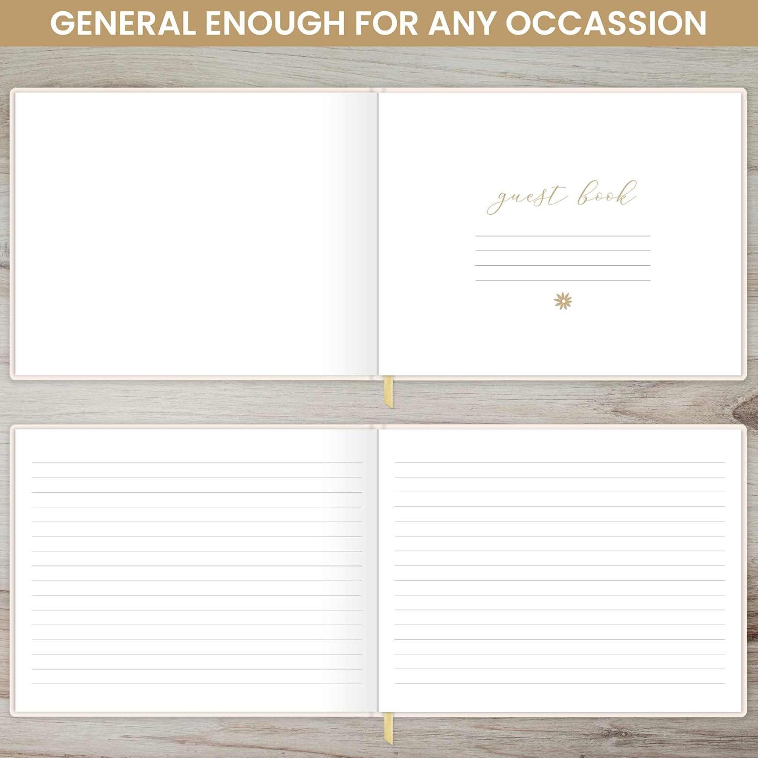 image:imagebloom daily planners Wedding Guest Book Elegant Hardcover Polaroid Guestbook for Receptions Baby Showers amp Special Events 7 x 9 120 Blank Lined Pages for Signin and Photos LinenLinen