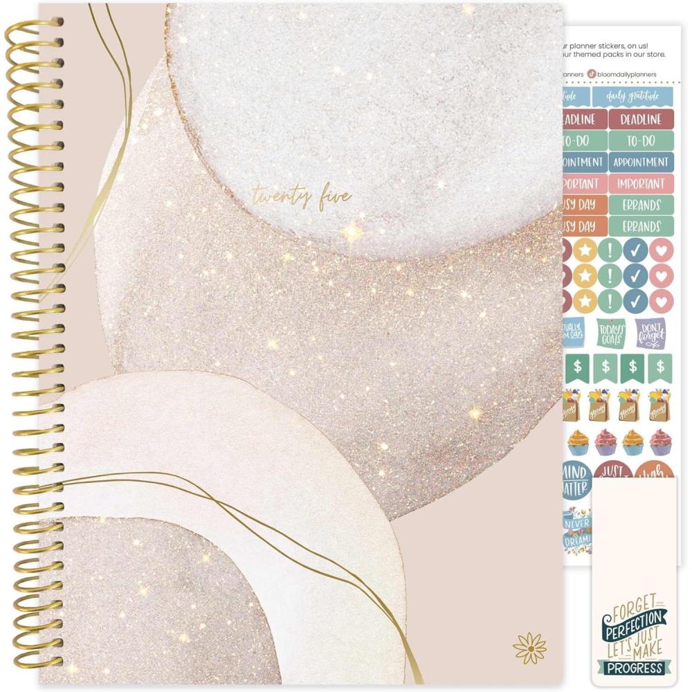 image:imagebloom daily planners 2025 85 x 11 Calendar Year Day Planner January 2025 December 2025 Weekly Monthly Dated Agenda Organizer with Stickers amp Tabs Brushed Beige85 x 11