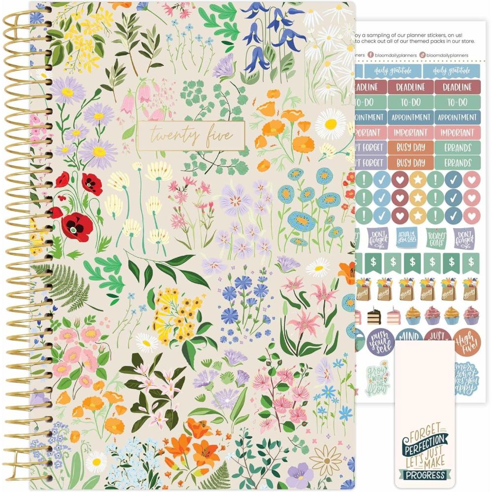 image:imagebloom daily planners 2025 Planner Calendar Year Day Planner January 2025 December 2025 55 x 825 WeeklyMonthly Agenda Organizer Book with Stickers amp Bookmark Garden Party BeigeBeige 2025