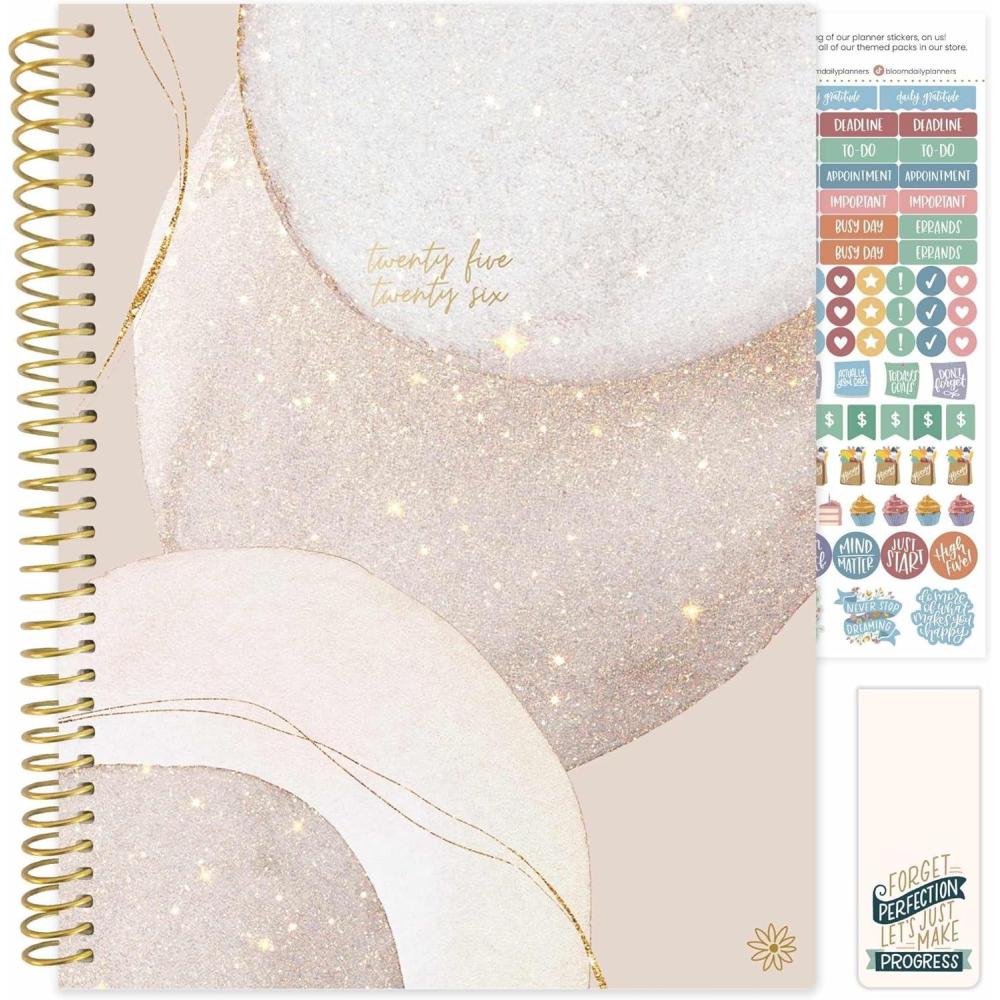 image:imagebloom daily planners 20252026 85 x 11 Academic Year Day Planner July 2025 July 2026 Aesthetic Weekly amp Monthly Dated Agenda Organizer with Stickers Brushed Beige