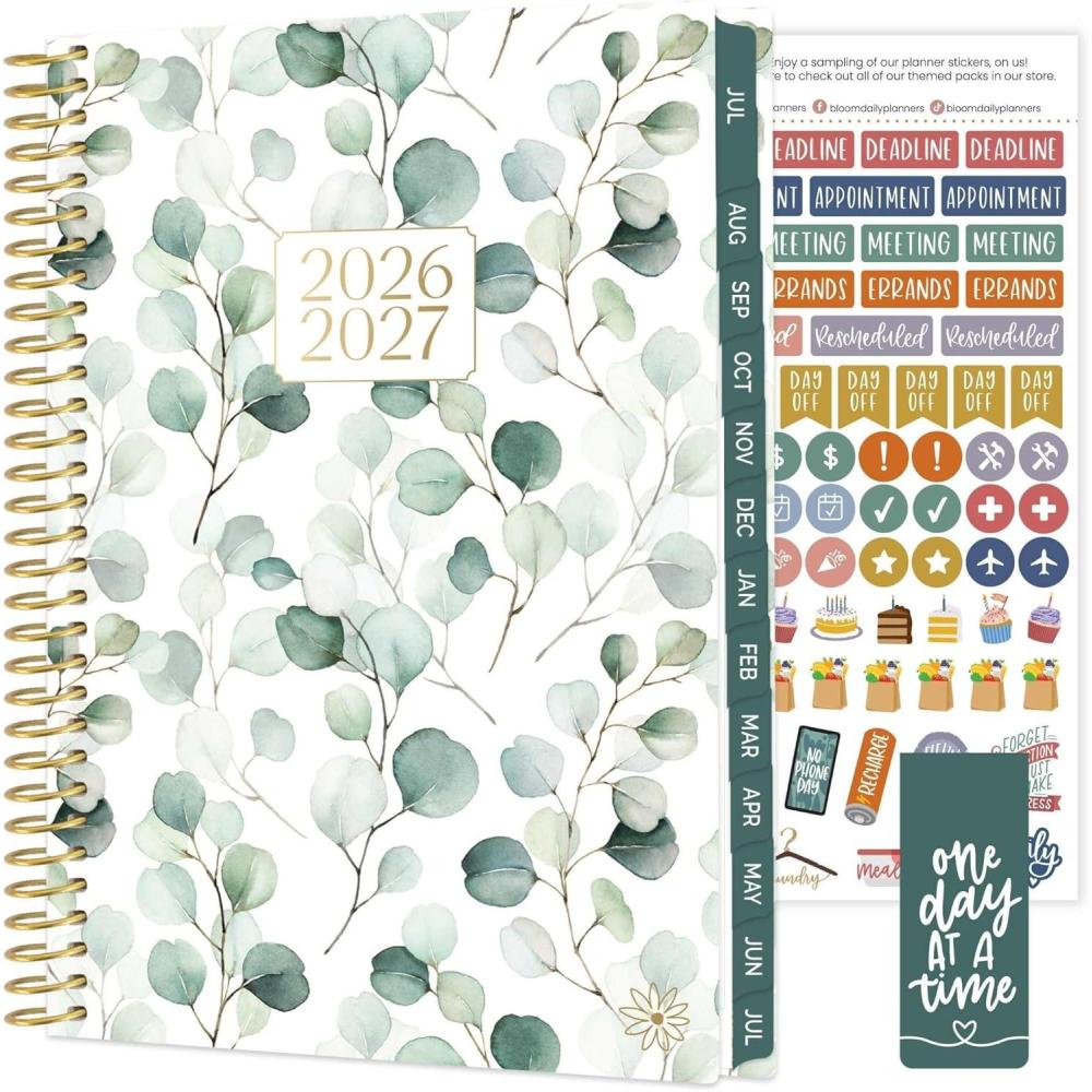 image:imagebloom daily planners 20252026 85 x 11 Academic Year Day Planner July 2025 July 2026 Weekly amp Monthly Dated Agenda Organizer with Stickers amp Tabs Boho GreeneryBoho Greenery 202627