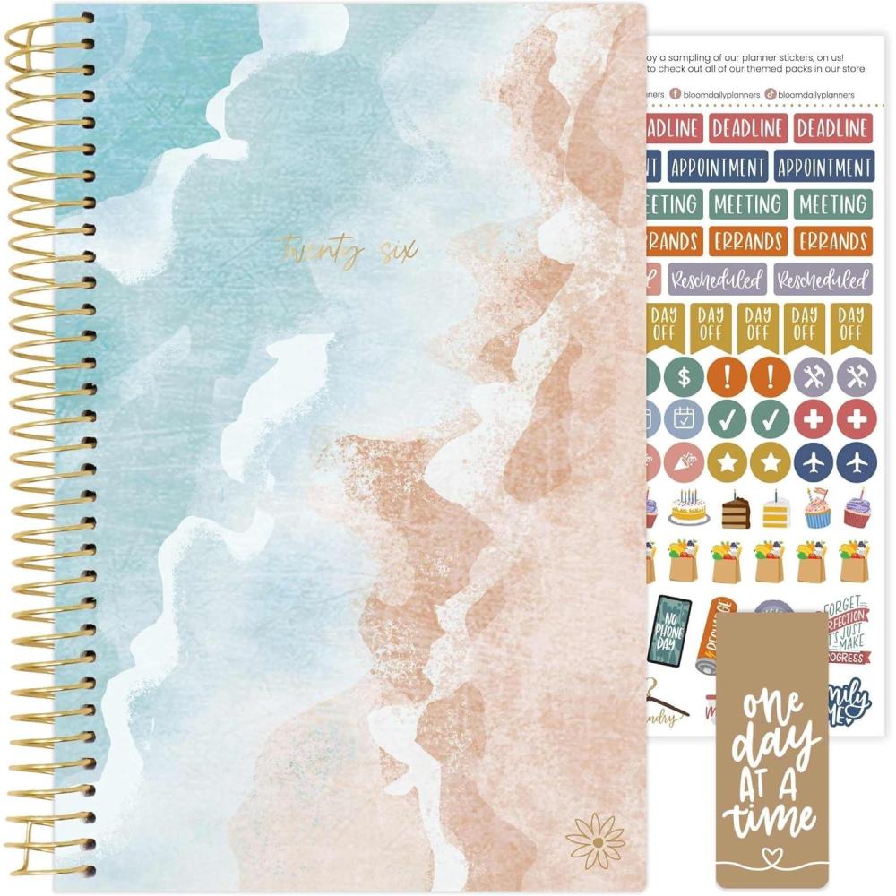 image:imagebloom daily planners 2026 Planner January December Calendar Year Organizer 55 x 825 Weekly amp Monthly Agenda Book with Stickers amp Bookmark Mystical MountainsOcean Oasis