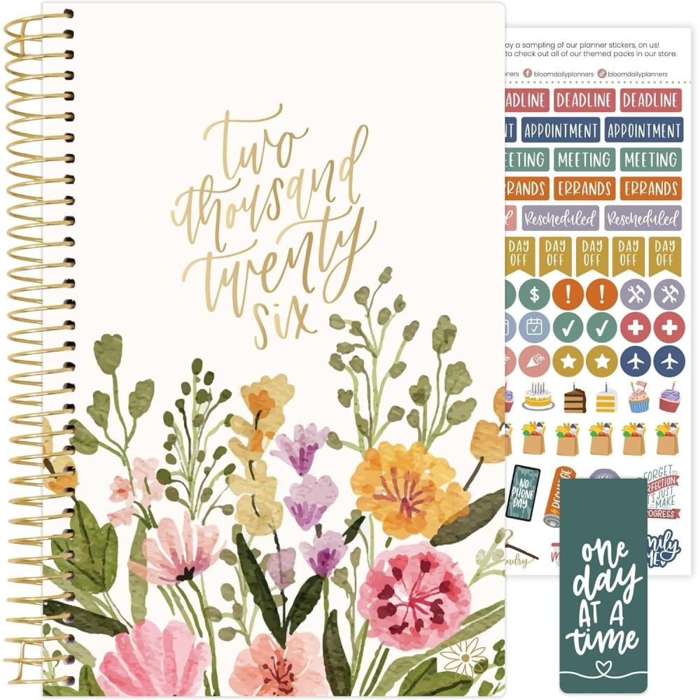 image:imagebloom daily planners 2026 Pocket Planner 4 x 6 January 2026 December 2026 MINI WeeklyMonthly Agenda Organizer amp Calendar Book Wildflower MountainsideBeige Bouquet