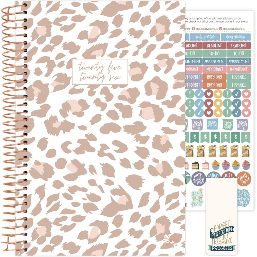 image:imagebloom daily planners 20262027 85 x 11 Academic Year Day Planner July 2026 July 2027 13 Months Weekly amp Monthly Agenda Organizer with Stickers amp Tabs Seaside WhimsyTan Leopard 202526