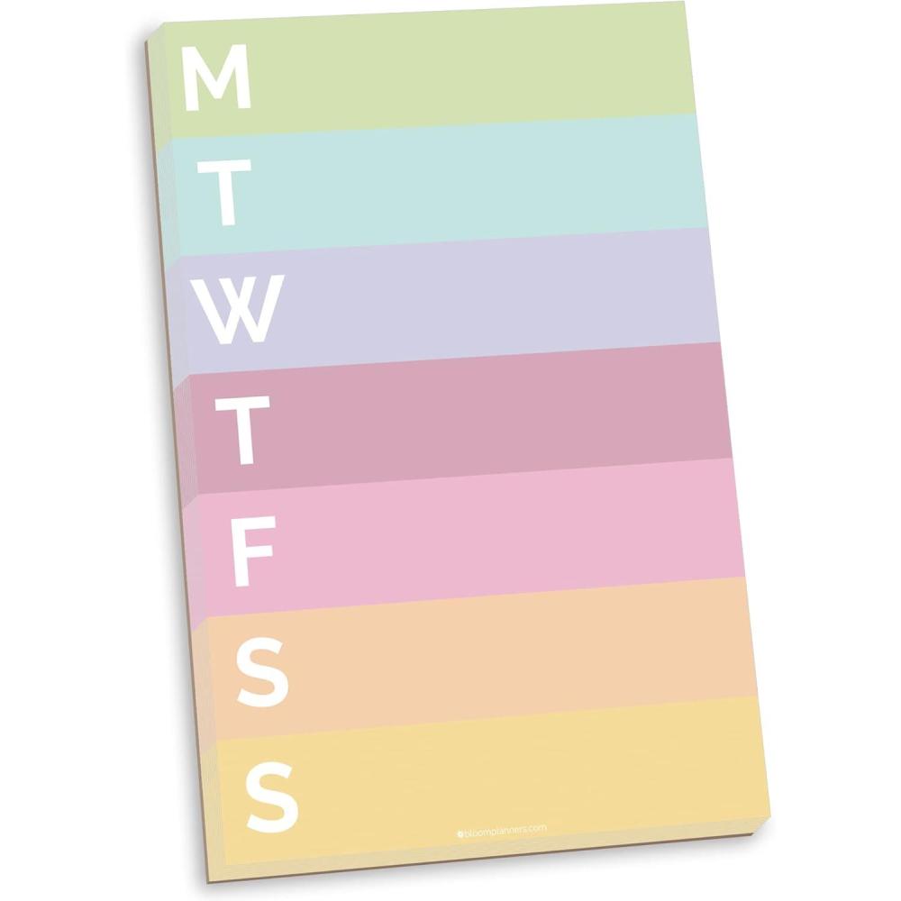 image:imagebloom daily planners Color Blocked Weekly To Do List Notepad with 80 Tear Off Sheets Undated Weekly Planner Pad for Work School Home 6 x 9 Rainbow Sorbet