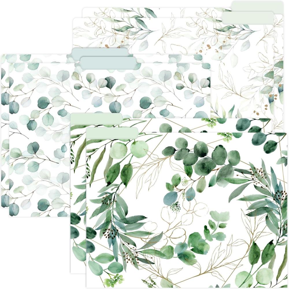 image:imagebloom daily planners Decorative File Folders Set of Six Letter Size 85 x 11 Organizers 13 Cut Tabs Assorted Floral Designs Garden PartyEucalyptus