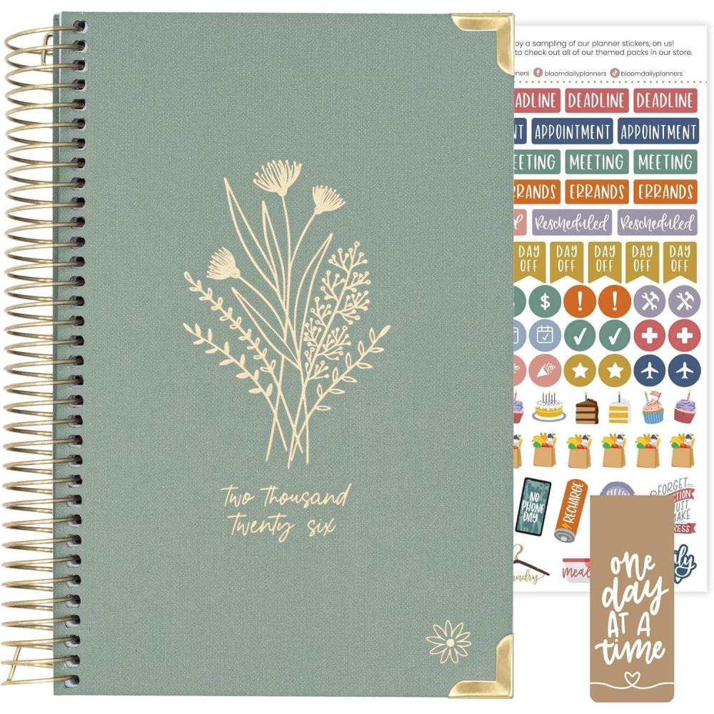 image:imagebloom daily planners HARDCOVER 2026 Planner for Women January to December A5 Task Goal Organizer Monthly amp Weekly Inspirational Agenda Book 55 x 825 Linen PurpleGreen Linen