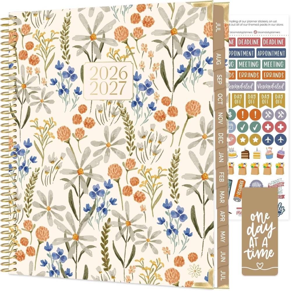 image:imagebloom daily planners HARDCOVER Planner 20262027 85 x 11 Academic Year July 2026 July 2027 13 Months Task Goal Planner for Women Monthly amp Weekly Agenda Book Whimsical WildflowersWhimsical Wildflowers 202627