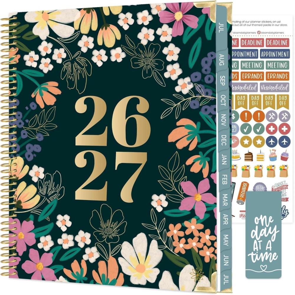 image:imagebloom daily planners HARDCOVER Planner 20262027 85 x 11 Academic Year July 2026 July 2027 13 Months Task Goal Planner for Women Monthly amp Weekly Agenda Book Whimsical WildflowersBlooming Wildly 202627