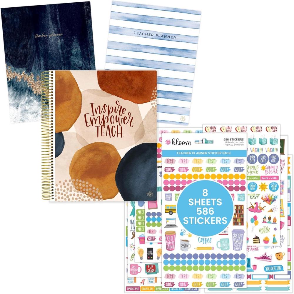 image:imagebloom daily planners Interchangeable Teacher Planner amp Sticker Pack Bundle Undated Academic Planner amp Organizer School Themed Sticker Pack Planning Set for Educators Homeschool