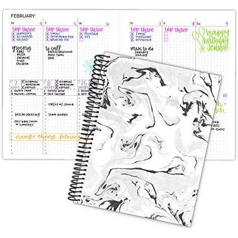image:imagebloom daily planners Undated Dot Journaling Calendar Planner Essential WeeklyMonthly Grid Style Agenda Book 7 x 9 Black Marble