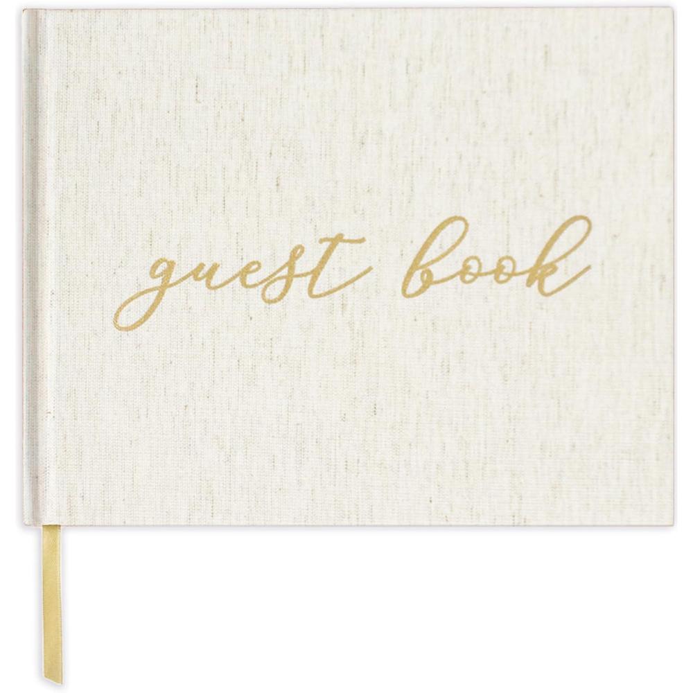 image:imagebloom daily planners Wedding Guest Book Elegant Hardcover Polaroid Guestbook for Receptions Baby Showers amp Special Events 7 x 9 120 Blank Lined Pages for Signin and Photos LinenLinen