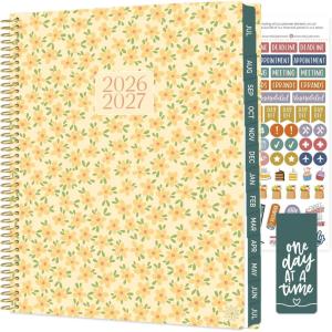 image:imagebloom daily planners 20252026 85 x 11 Academic Year Day Planner July 2025  July 2026  Weekly amp Monthly Dated Agenda Organizer with Stickers amp Tabs  Garden Party BeigeButter Yellow Daisies 202627