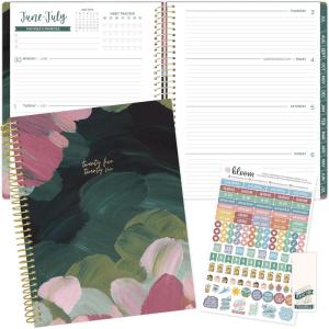 image:imagebloom daily planners 20252026 85 x 11 Academic Year Day Planner July 2025  July 2026  Weekly amp Monthly Dated Agenda Organizer with Stickers amp Tabs  Emerald Paint Strokes