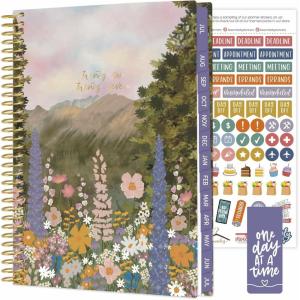 image:imagebloom daily planners 20252026 85 x 11 Academic Year Day Planner July 2025  July 2026  Weekly amp Monthly Dated Agenda Organizer with Stickers amp Tabs  Boho GreeneryWildflower Mountainside 202627