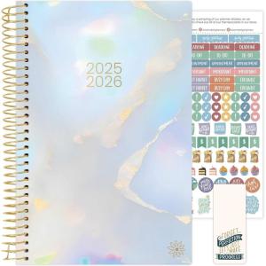 image:imagebloom daily planners 20252026 Academic Year Daily Planner July 2025  July 2026  A5 Weekly amp Monthly Calendar Agenda Organizer Book with Stickers  55 x 825  Iridescent Opal