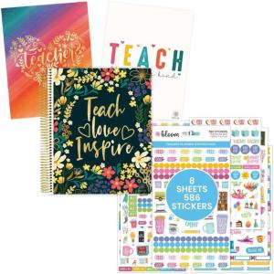 image:imagebloom daily planners 20252026 Teacher Planner amp Sticker Pack Bundle  Academic Planner amp Organizer  School Themed Sticker Pack  Bright Planning Set for Educators Homeschool