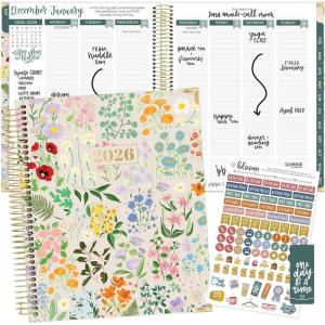 image:imagebloom daily planners 2026 Hardcover Calendar Year Goal amp Vision Planner January to December  Monthly amp Weekly Agenda Organizer  75 x 9  Beige BouquetGarden Party