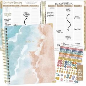 image:imagebloom daily planners 2026 Hardcover Calendar Year Goal amp Vision Planner January to December  Monthly amp Weekly Agenda Organizer  75 x 9  Beige BouquetOcean Oasis
