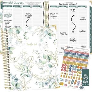 image:imagebloom daily planners 2026 Hardcover Calendar Year Goal amp Vision Planner January to December  Monthly amp Weekly Agenda Organizer  75 x 9  Beige BouquetWhite Eucalyptus