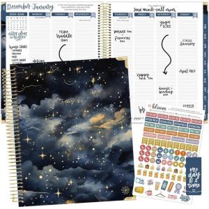 image:imagebloom daily planners 2026 Hardcover Calendar Year Goal amp Vision Planner January to December  Monthly amp Weekly Agenda Organizer  75 x 9  Beige BouquetMidnight Sky