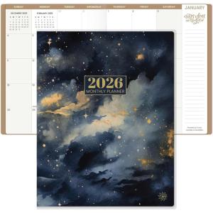 image:imagebloom daily planners 2026 Monthly Planner Calendar Book January 2026  December 2026  Large 9 x 12 Floral Agenda Schedule Organizer  Gold Floral StampNavy Blue