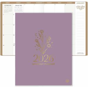 image:imagebloom daily planners 2026 Monthly Planner Calendar Book January 2026  December 2026  Large 9 x 12 Floral Agenda Schedule Organizer  Gold Floral StampPurple