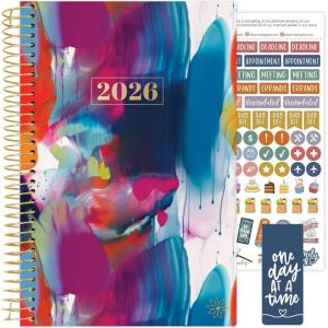 image:imagebloom daily planners 2026 Planner January  December Calendar Year Organizer  55 x 825  Weekly amp Monthly Agenda Book with Stickers amp Bookmark  Brilliant BrushstrokesBrilliant Brushstrokes