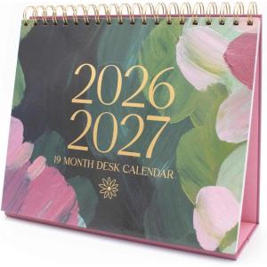 image:imagebloom daily planners 2026 Standing Flip Desk Calendar  8 x 10 Monthly Organizer January 2026  July 2027 19 Month Desktop Blotter  Paint Strokes