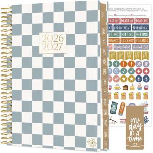image:imagebloom daily planners 20262027 85 x 11 Academic Year Day Planner July 2026  July 2027  13 Months Weekly amp Monthly Agenda Organizer with Stickers amp Tabs  Seaside WhimsyCheckered 202627