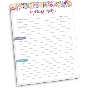 image:imagebloom daily planners 85 x 11 Double Sided Meeting Pad  Topics Takeaways Action Items amp FollowUps  Undated Meeting Notes Agenda OrganizerMeeting Notes
