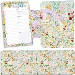 image:imagebloom daily planners Garden Party Office Supplies Bundle  6x9 To Do List Book XL Desk Pad Mat amp 6Pack Decorative File Folders  Pretty Floral Print Essentials for Home Work or School