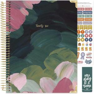 image:imagebloom daily planners HARDCOVER 2026 Planner January to December  85 x 11 Weekly amp Monthly Dated Agenda Organizer Book with Stickers amp Tabs  Coastal CalmEmerald Paint Strokes