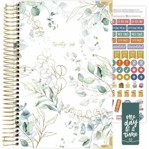 image:imagebloom daily planners HARDCOVER 2026 Planner January to December  85 x 11 Weekly amp Monthly Dated Agenda Organizer Book with Stickers amp Tabs  Spread Kindness Like WildflowersWhite Eucalyptus