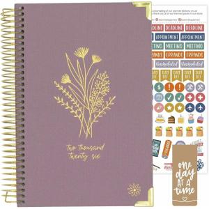 image:imagebloom daily planners HARDCOVER 2026 Planner for Women January to December  A5 Task Goal Organizer  Monthly amp Weekly Inspirational Agenda Book  55 x 825  Linen PurplePurple Linen