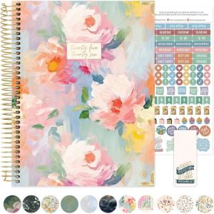 image:imagebloom daily planners HARDCOVER Planner 20252026 85 x 11 Academic Year July 2025  July 2026  Task Goal Organizer  Monthly amp Weekly Inspirational Agenda Book  Painted Peonies