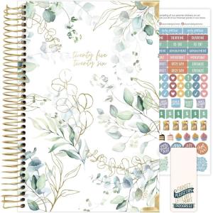 image:imagebloom daily planners HARDCOVER Planner 20252026 Academic Year July 2025  July 2026  A5 Task Goal Organizer  Monthly amp Weekly Inspirational Agenda Book  55 x 825  White EucalyptusWhite