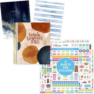 image:imagebloom daily planners Interchangeable Teacher Planner amp Sticker Pack Bundle  Undated Academic Planner amp Organizer  School Themed Sticker Pack  Planning Set for Educators Homeschool