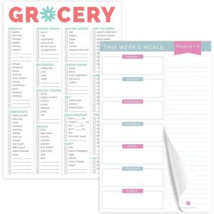 image:imagebloom daily planners Magnetic Grocery List amp Meal Planning Pad Bundle 6 x 9  Hanging Refrigerator Organizers  1 Grocery TearOff Shopping Checklist AND 1 Weekly MenuMeal Planner