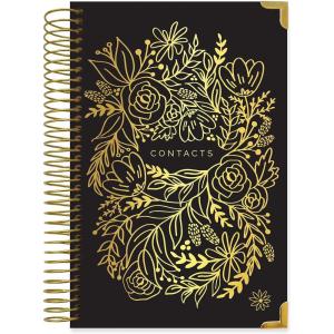 image:imagebloom daily planners NEW Address Book with Alphabetical Tabs  Hardcover Phone Book Organizer for Telephone Numbers Passwords Birthdays amp Anniversaries 6 x 825  Vintage FloralBlack  Gold Embroidery